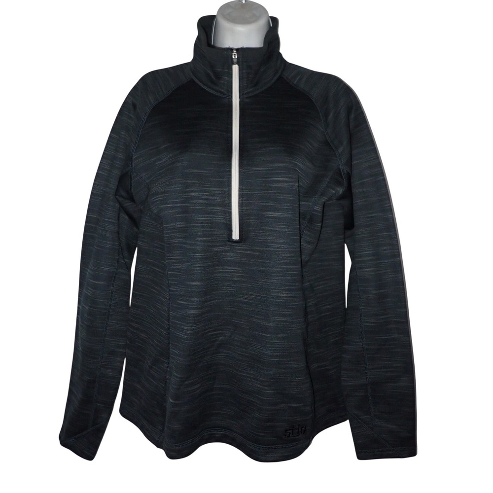 Stio Women Quarter Zip Pullover Space Dye Gray XL Gorpcore Sweatshirt